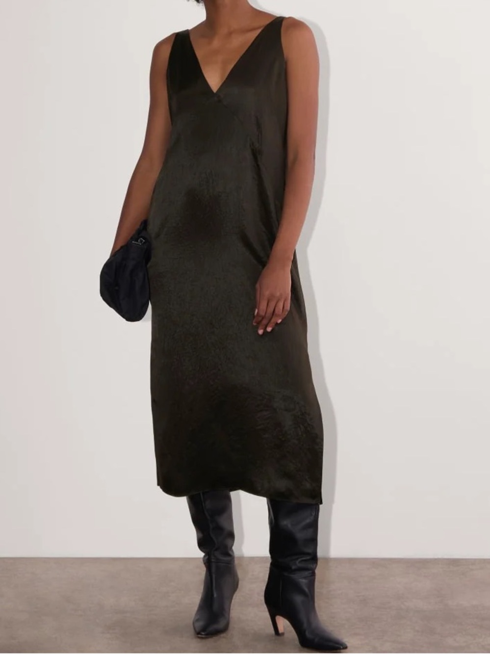 NWT Everlane Black Satin Slip Dress